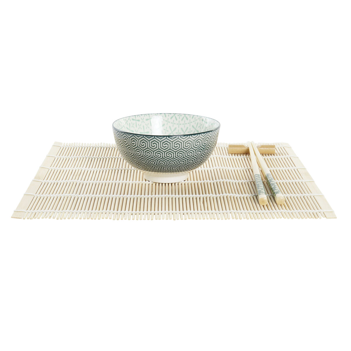 Set per Sushi DKD Home Decor 14,5 x 14,5 x 31 cm Verde Gres Orientale (16 Pezzi)